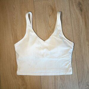 White V-neck Longline Sports Bra